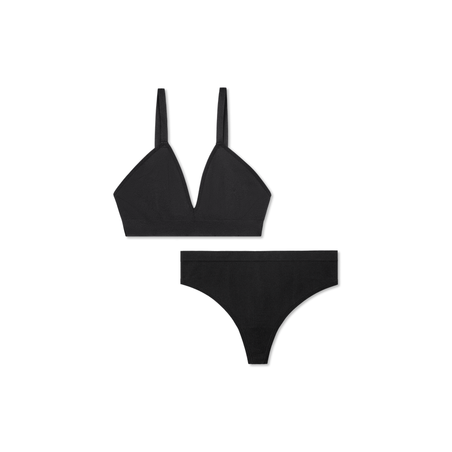 Women's Seamless Triangle Bralette + Thong Pack - Soft Weekend Comfort