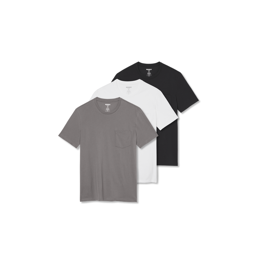 Men's Pima Cotton Pocket Crew Neck T-Shirt 3-Pack - Daily Crew Layer