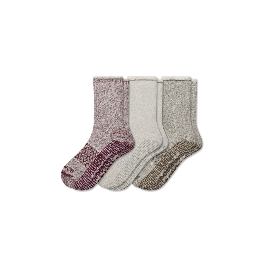 Men’s Roll-Top Merino Blend Gripper House Sock 3-Pack - Smooth Ankle Rotation