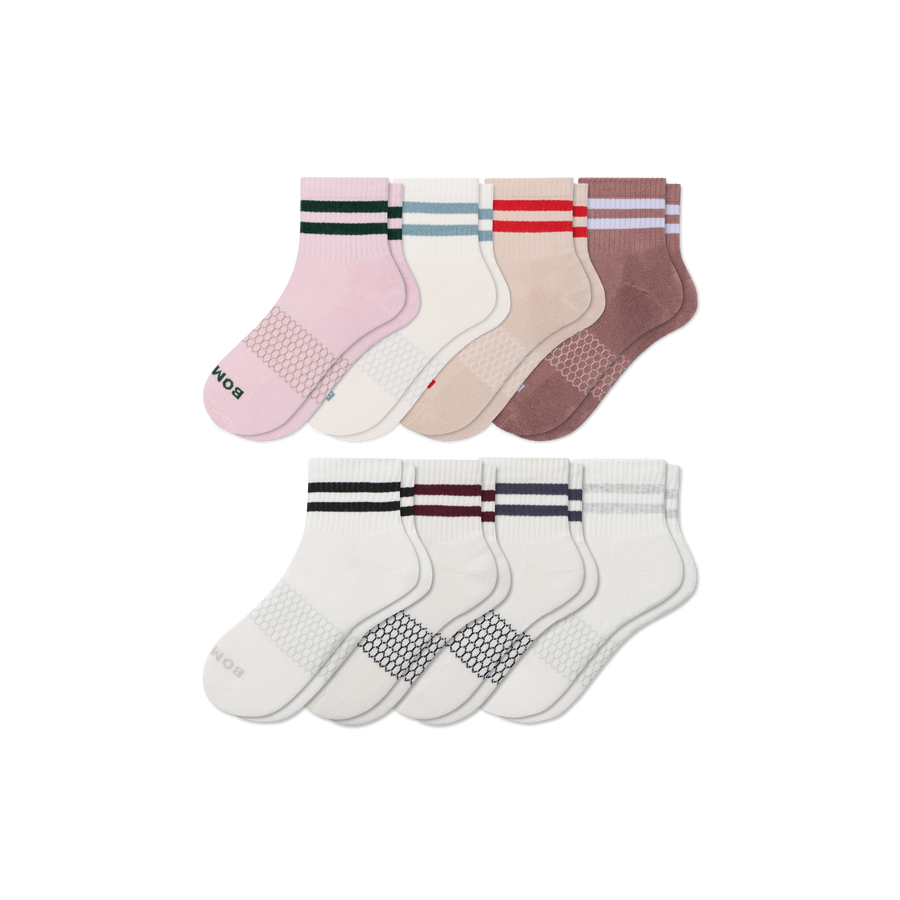 Women's Vintage Stripes Quarter Sock 8-Pack - Daily Home Support