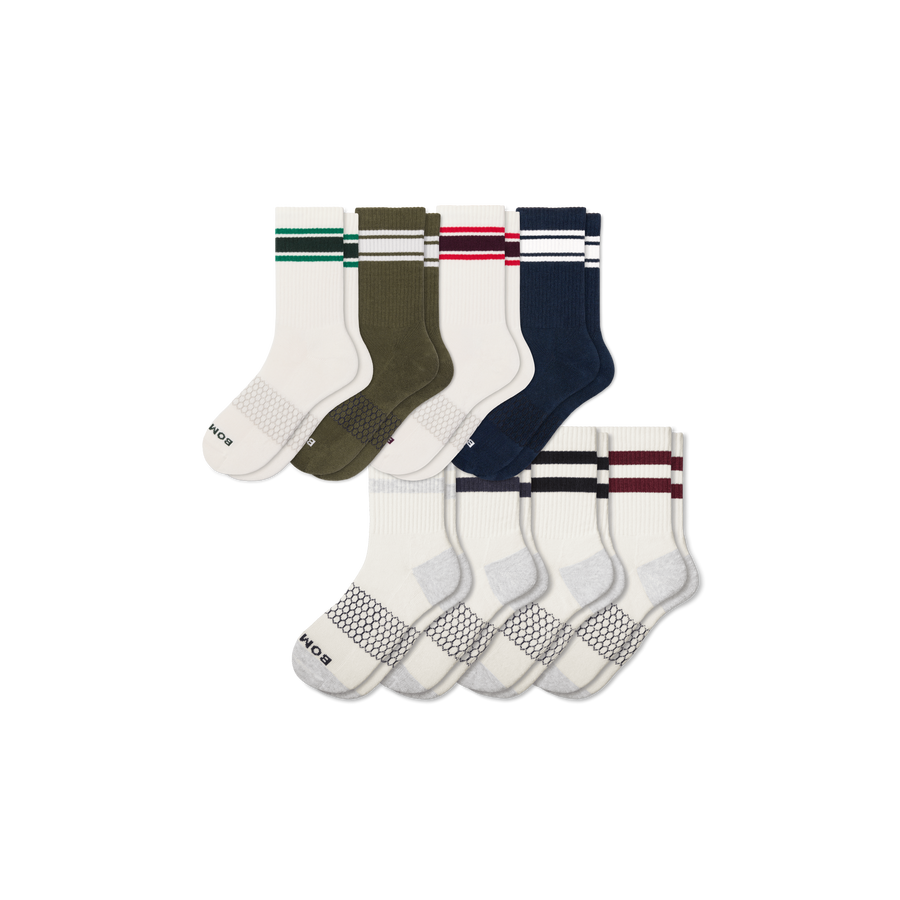 Men's Vintage Stripes Half Calf Sock 8-Pack - Light Lounge Wear
