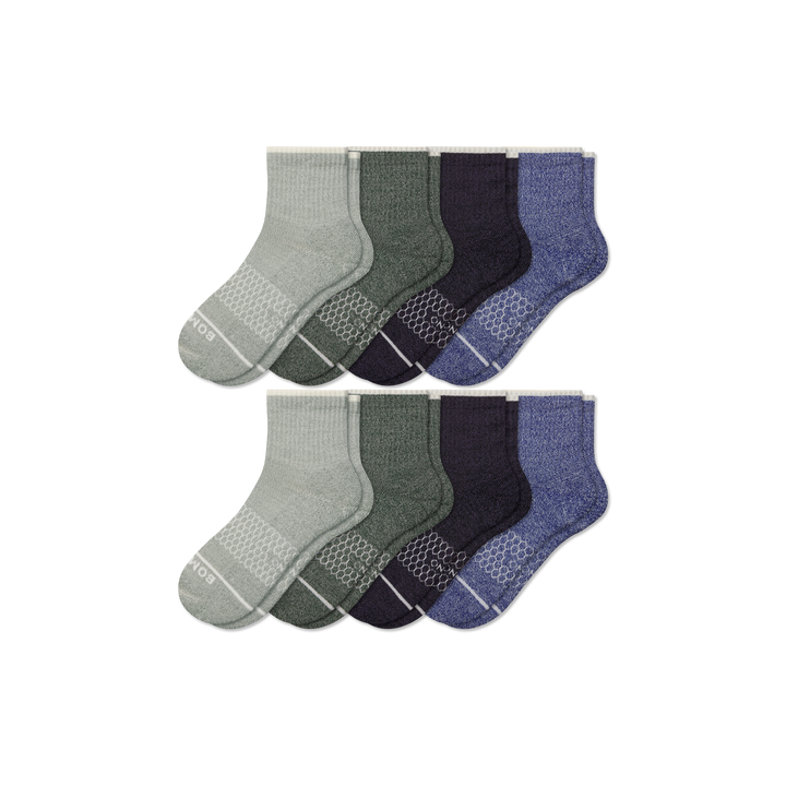 Men's Merino Wool Blend Quarter Sock 8-Pack - Glacier Haze Mix L