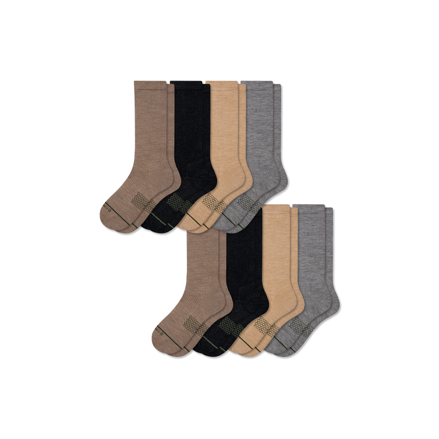 Men's Merino Wool Blend Modern Rib Calf Sock 8-Pack - Light Ankle Fit