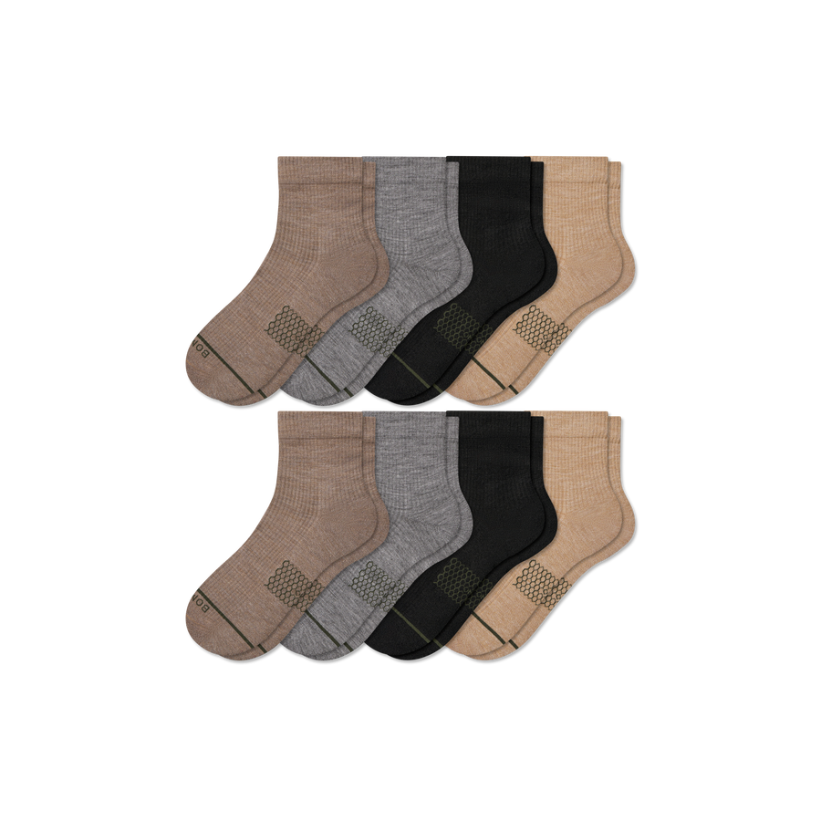 Women's Merino Wool Blend Modern Rib Quarter Sock 8-Pack - Classic Run Wear