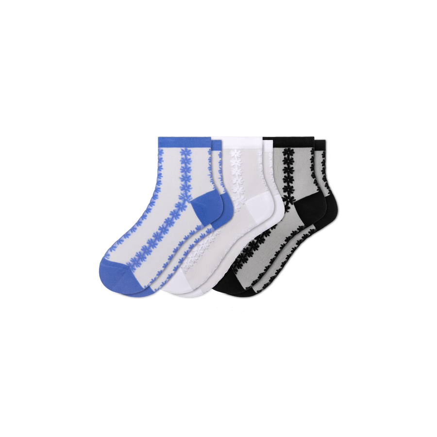 Women’s Sheer Quarter Sock 3-Pack - Cushion School Fit