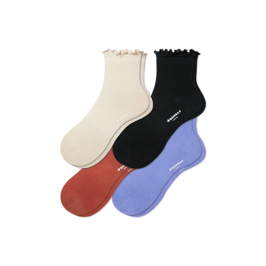 Women's Lightweight Frill Quarter Sock 4-Pack - Everyday Recovery Move