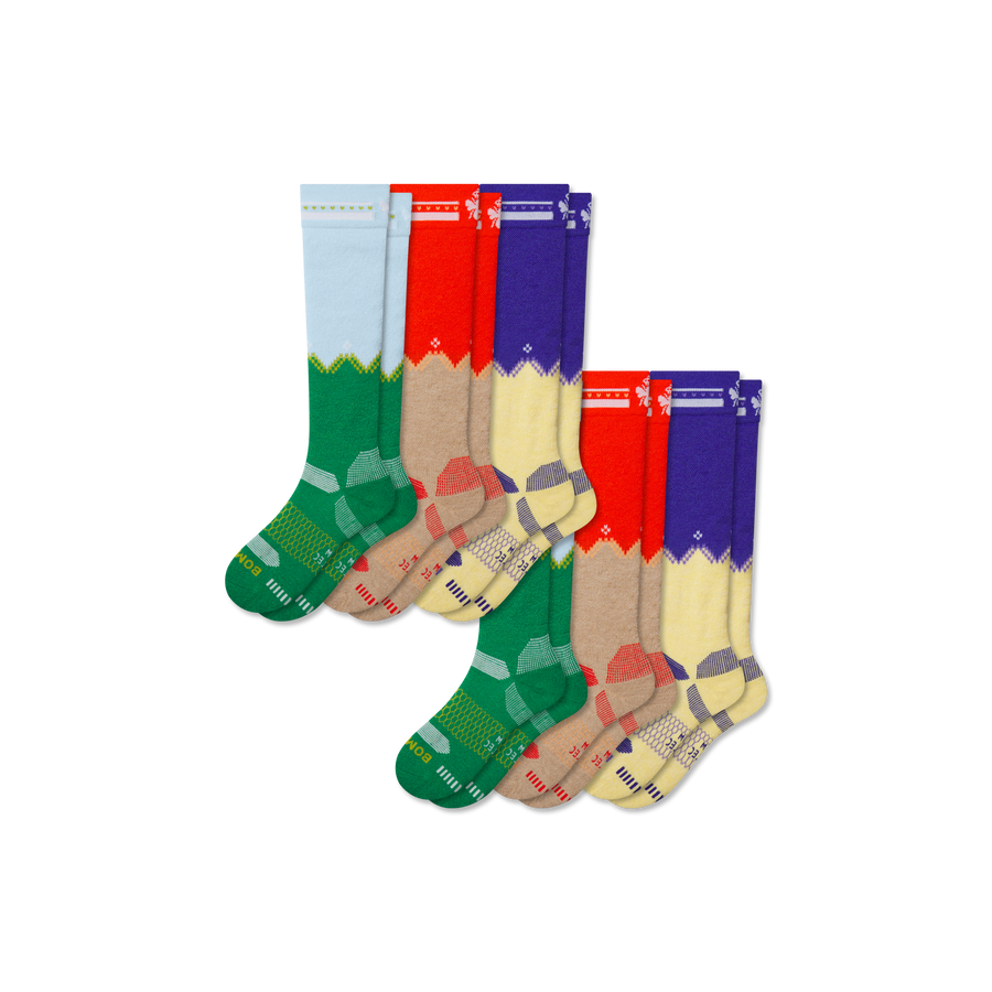 Youth Full-Cushion Merino Wool Blend Ski & Snowboard Sock 6-Pack - Active Low Cut Support
