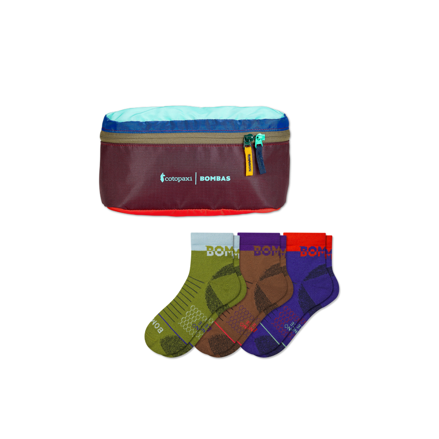 Men's Merino Wool Blend Hiking Quarter Sock 3-Pack & Cotopaxi Fanny Pack - Smart Weekend Pack