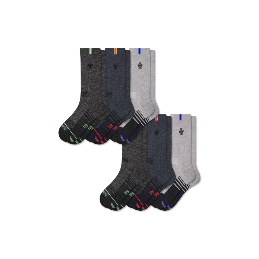 Men's Merino Wool Blend Run Calf Sock 6-Pack - Cozy No Show Pair