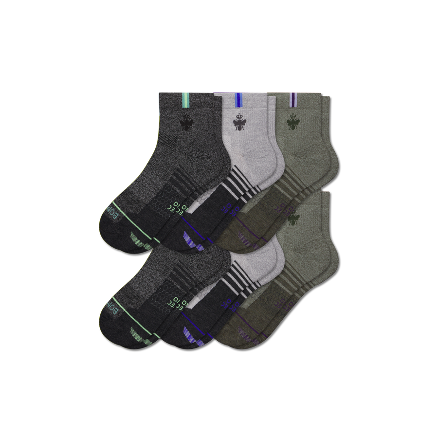 Women's Merino Wool Blend Run Quarter Sock 6-Pack - Cushion Recovery Move