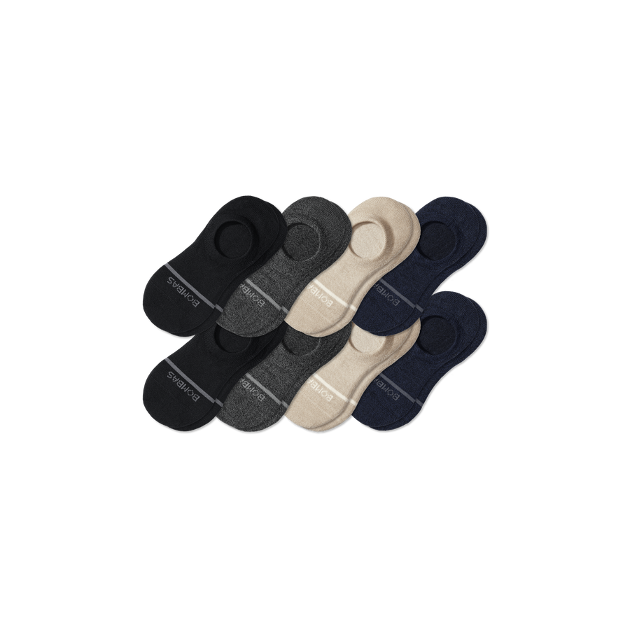 Men's Lightweight Merino Wool Blend No Show Sock 8-Pack - Breathable Crew Pair