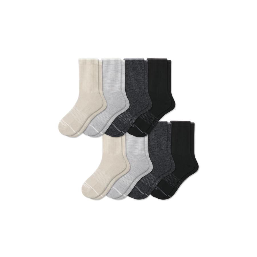 Men's Merino Wool Blend Half Calf Sock 8-Pack - Run Office Cushion