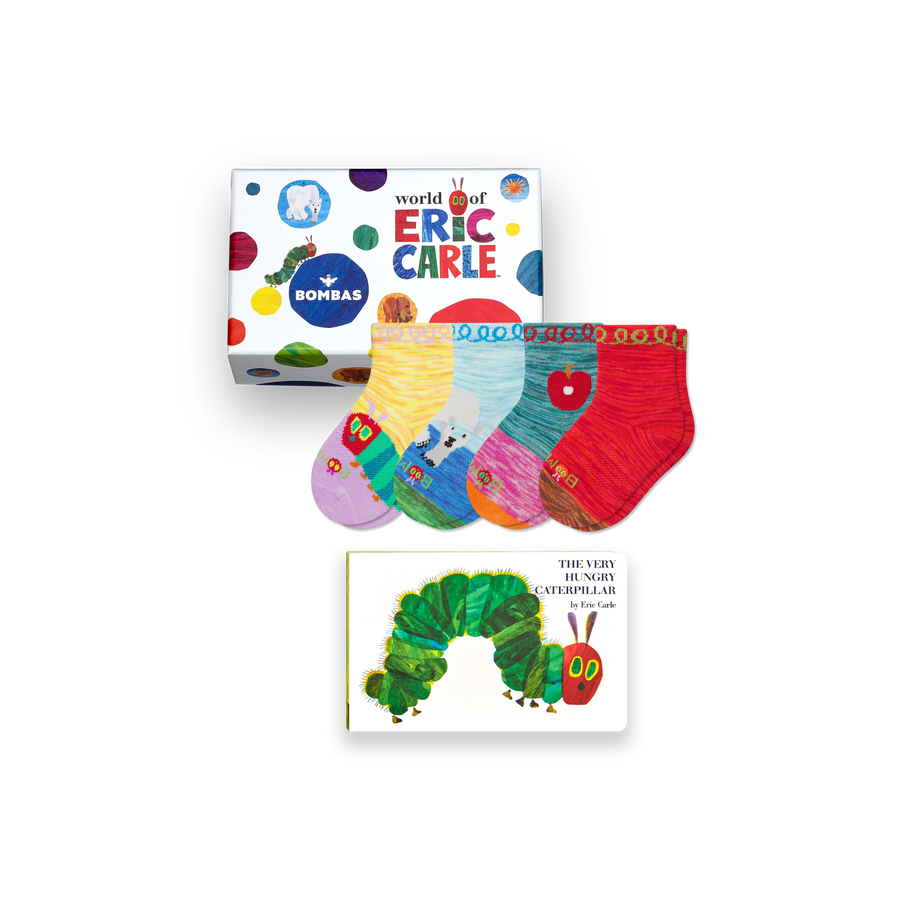 Toddler Eric Carle Lightweight Calf Sock 4-Pack Gift Box & Book - Fresh Packing Carry
