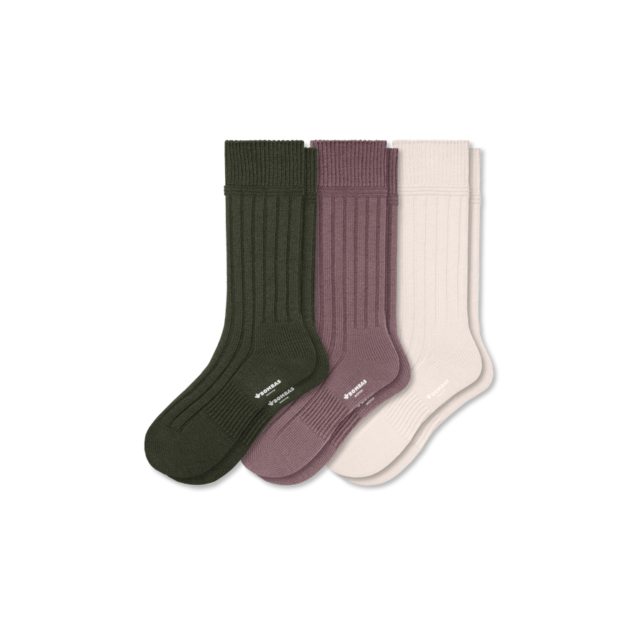 Men's Merino Cashmere Blend Rib Calf Sock 3-Pack - Everyday Low Cut Wear