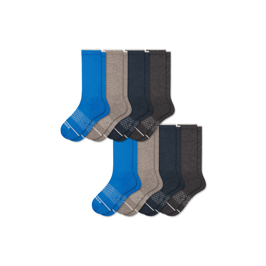 Men's Merino Wool Blend Calf Sock 8-Pack - Soft Run Wear