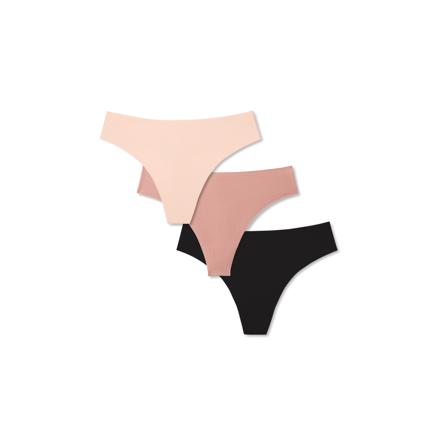 Women's No Show Thong 3-Pack - Daily Core Layer
