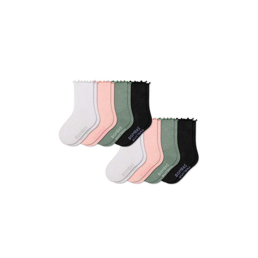 Junior Ruffle Rib Calf Sock 8-Pack - Soft Wear
