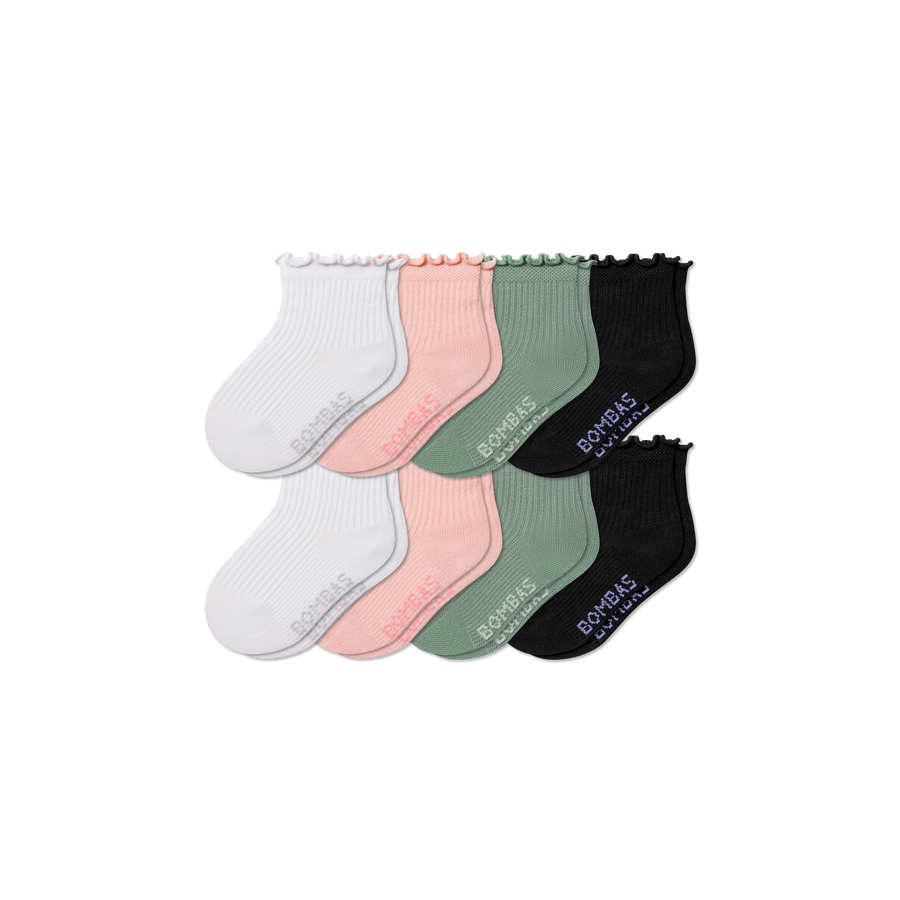 Toddler Ruffle Rib Calf Sock 8-Pack - Light No Show Wear