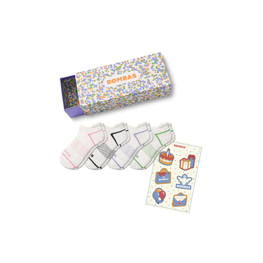 Women's Confetti Ankle Sock 4-Pack Gift Box - Carry Travel Pack