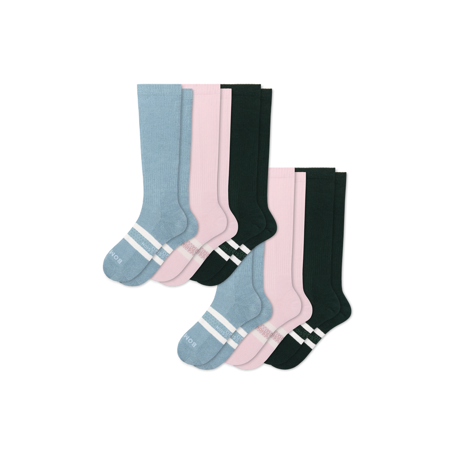 Women's Everyday Compression Knee High Sock 6-Pack (15-20mmHg) - Support Workout Fit