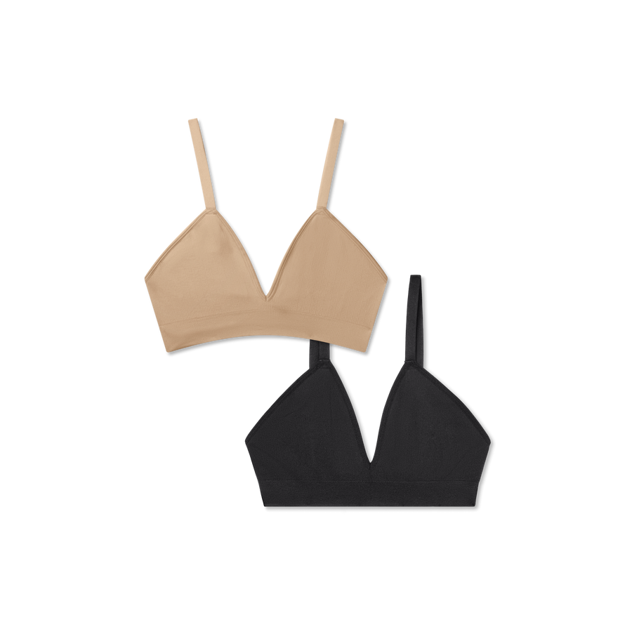 Women's Seamless Triangle Bralette 2-Pack - Clean Fit Ease