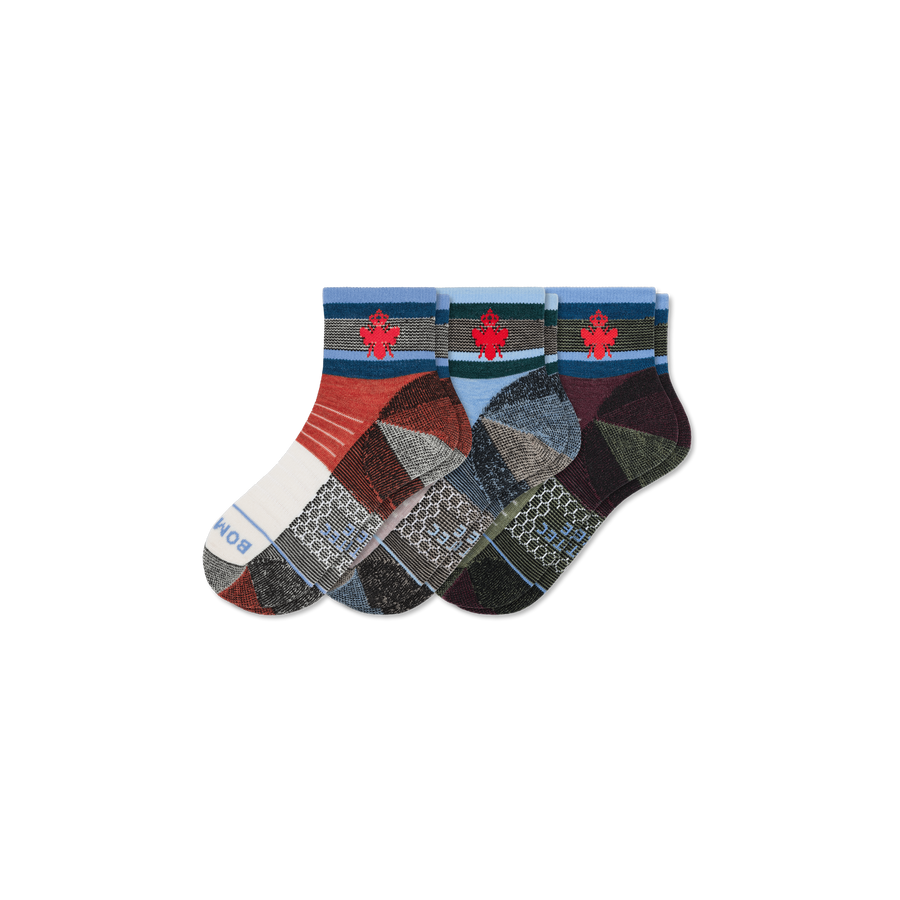 Cotopaxi x Bombas Merino Wool Blend Hiking Quarter Sock 3-Pack - Trail Weekend Step