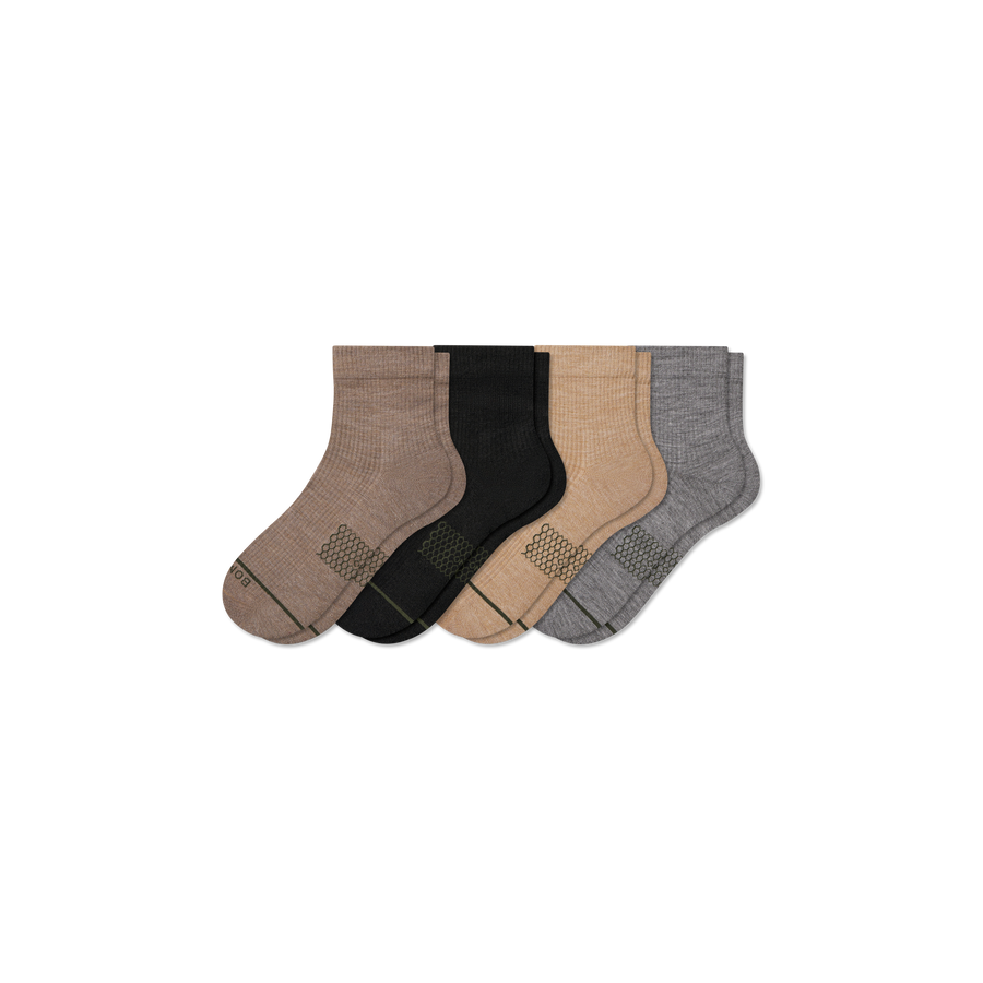 Men's Merino Wool Blend Modern Rib Quarter Sock 4-Pack - Everyday Shift Step