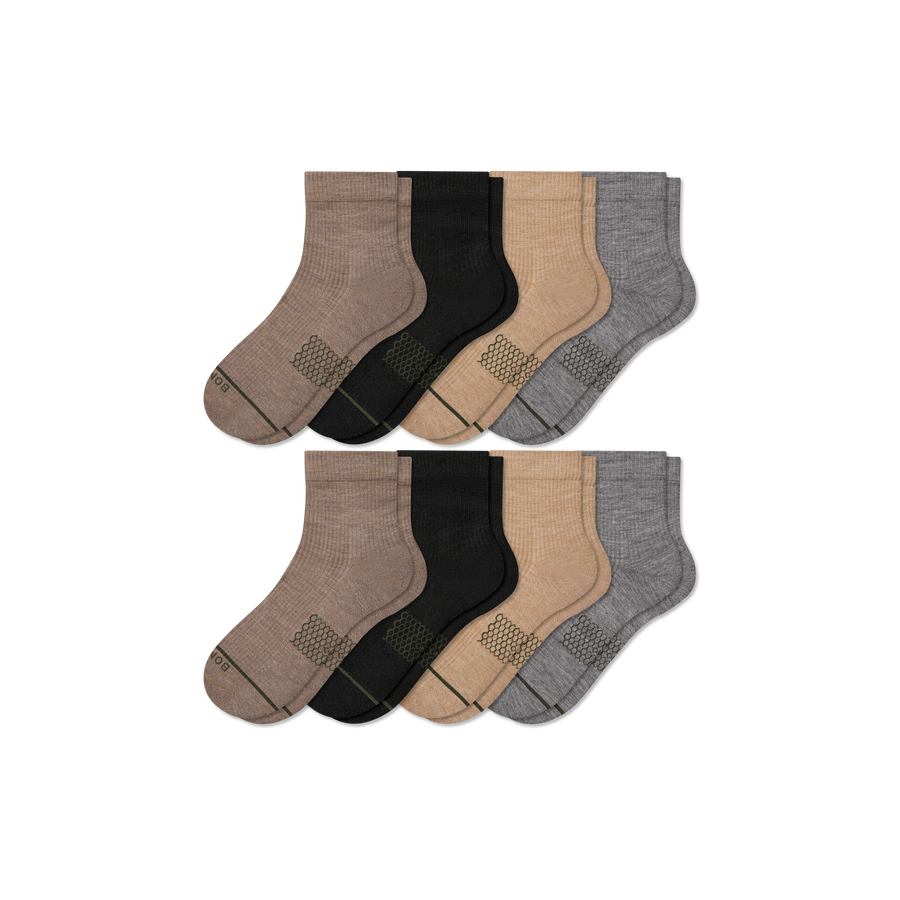 Men's Merino Wool Blend Modern Rib Quarter Sock 8-Pack - Comfort Run Fit