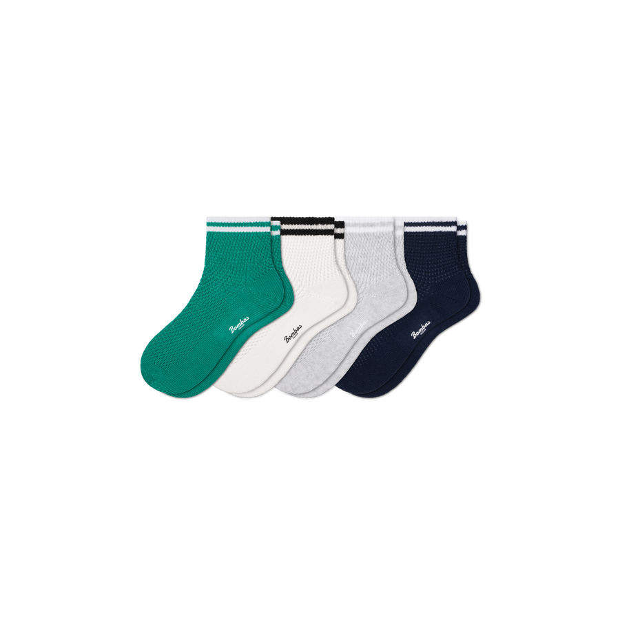 Women's Vintage Stripes Open Knit Quarter Sock 4-Pack - Active Office Pair
