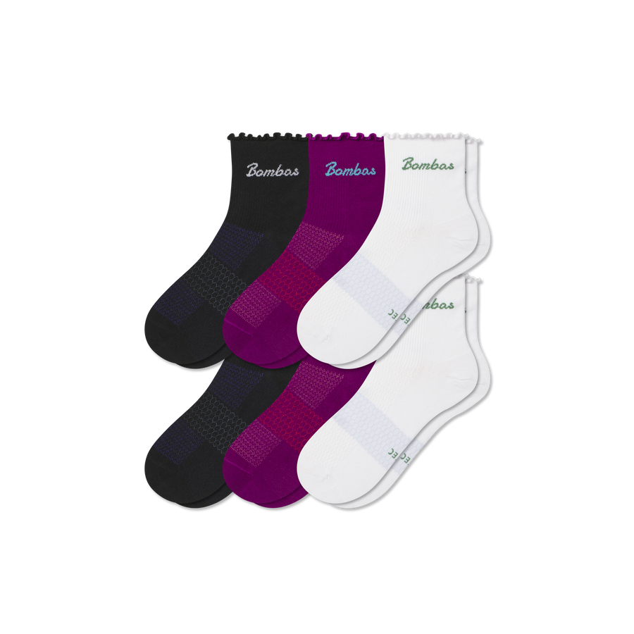Women’s UltraLite Ruffle Sport Quarter Sock 6-Pack - Cushion Recovery Fit
