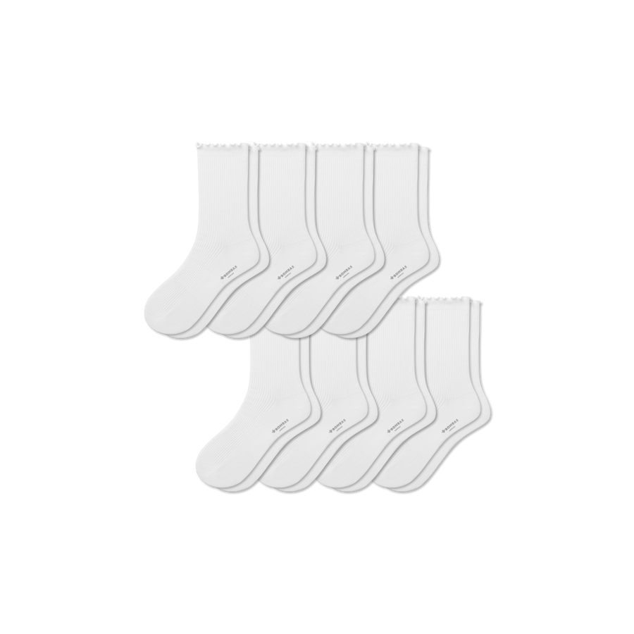 Women's Ruffle Rib Half Calf Sock 8-Pack - Comfort Recovery Cushion