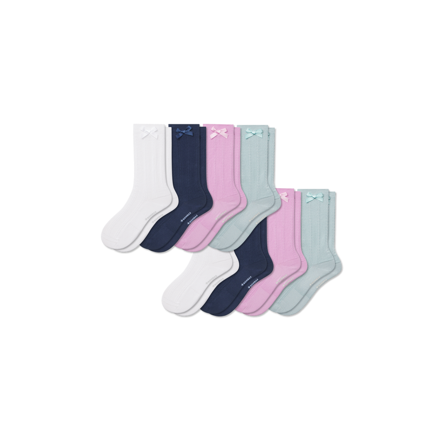 Youth Textured Bow Calf Sock 8-Pack - Run Recovery Wear