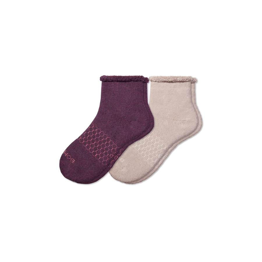 Men's Merino Wool Blend Roll-Top House Sock 2-Pack - Run Crew Cushion